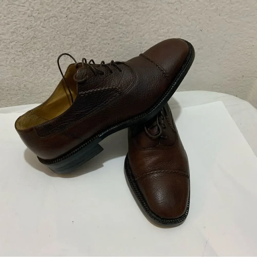 Cole  HAAN men’s shoes Oxford leather brown vibram soles 6.5 E made in Italy